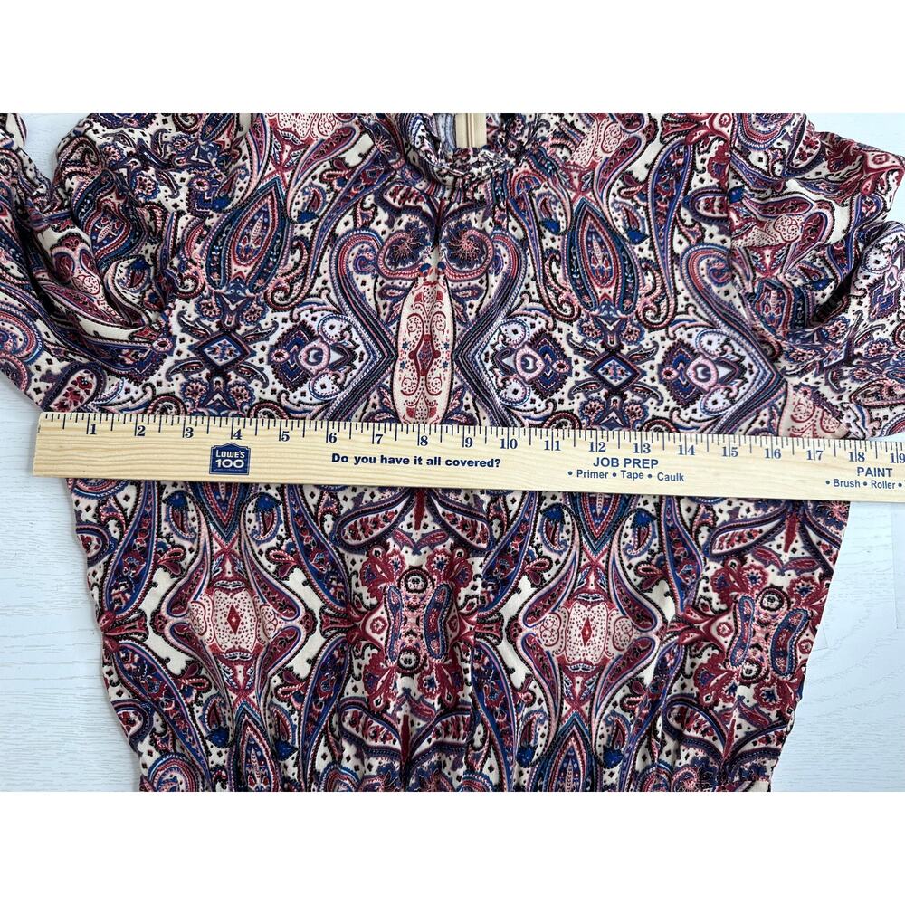Slate & Willow Paisley Mini Dress M Dark Purple Puff Sleeve Rent The Runway Boho - Picture 9 of 9